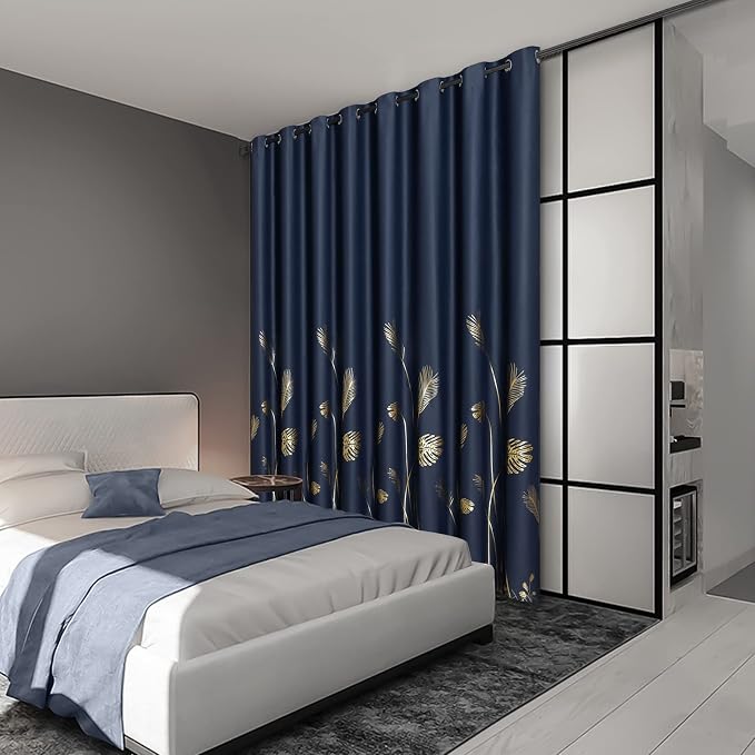 Navy Blue Blackout Curtain Extra Wide - Image 2