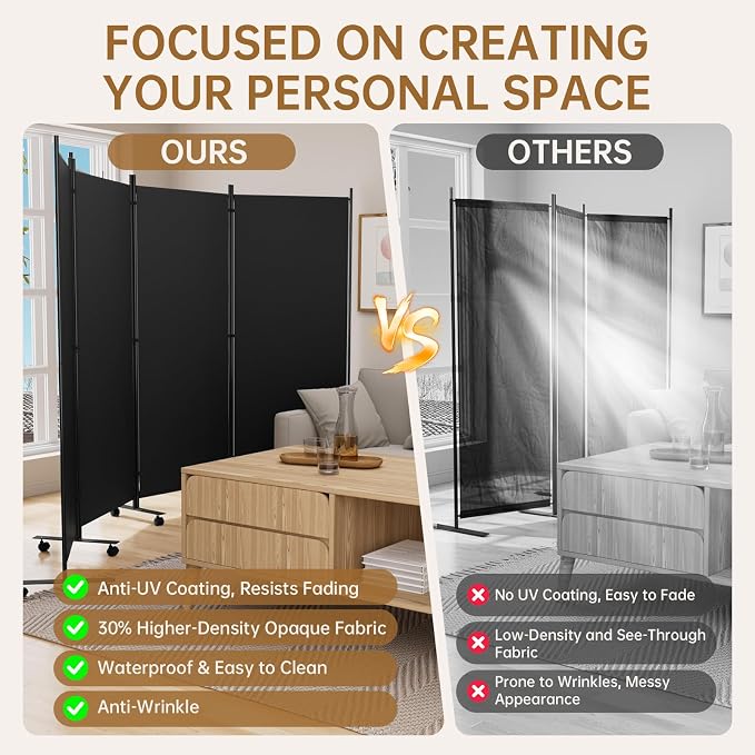 Room Divider 136'' Wide Folding Room Divider Panel - Image 4