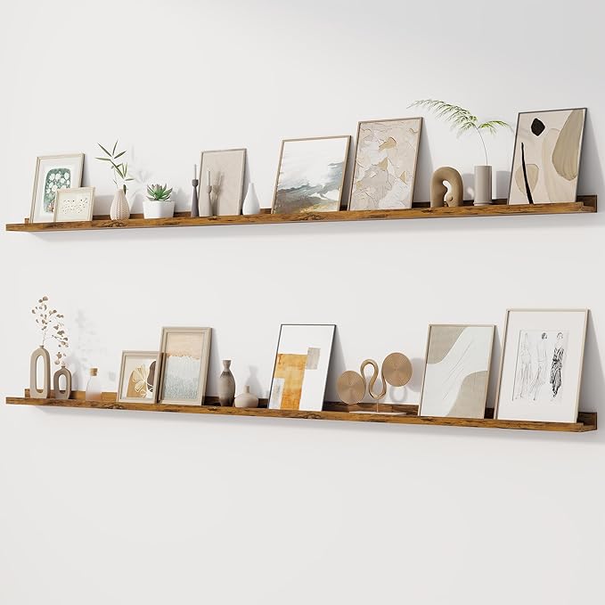 Fun Memories Picture Ledge Shelf, 60 Inch Floating Shelves Set of 2, Large Book by FunMemories