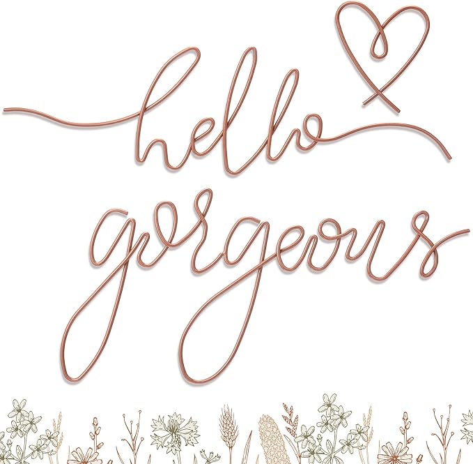 Metal Hello Gorgeous Wall Art Minimalist Wall Decor, Rose Gold, Classic | by Hicarer