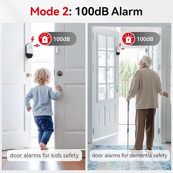 Sanjie Door Alarms When Opened,Door Window Alarm Sensors for Kids Safety/Home Security/Pool/Garage/Dementia/Toddler/Travel Security,Easy to Install,Volume Control/Loud Alert,Long Battery Life,3 Pack
