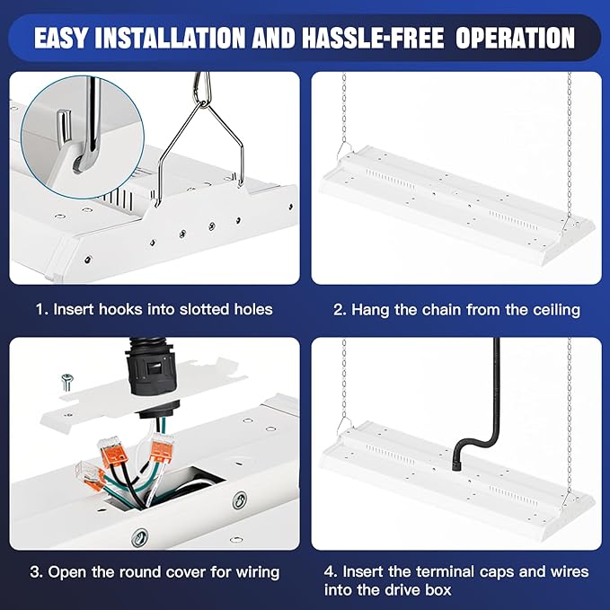 JTT LED Linear High Bay Light,200/150/100W 2FT 30000LM Shop Light Commercial 360° Adjustable 4/5000 CCT Tilt Hanging LED High Bay Shop Lighting Fixtures for Garage Warehouse Workshop Store, ETL 2-Pack