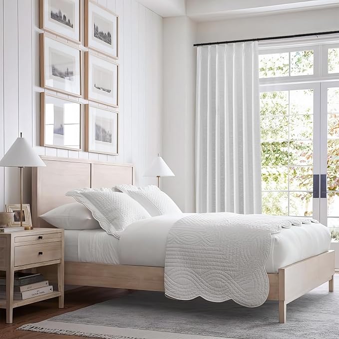 White 102 Inches Long Blackout Linen Curtains, Floor to Ceiling Lush Decor Tall - Image 9