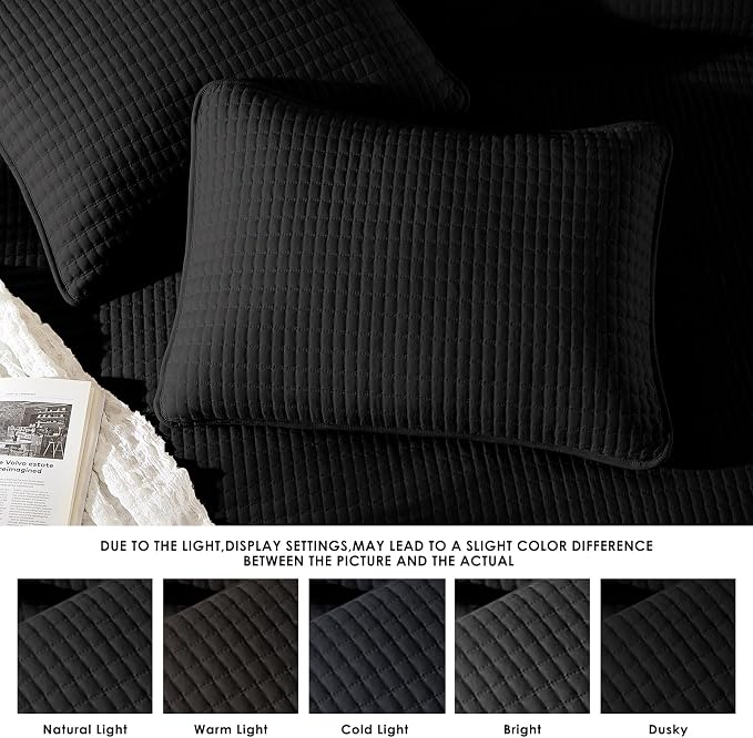 Queen Quilt-Lightweight Bedspreads Black Queen Size Quilt Bedding Set | Soft - Image 6