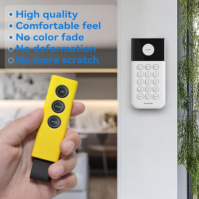 Protective Silicone Cover Case for SimpliSafe KeyFob - Arm and Disarm Remotely, Flexible Case for SimpliSafe Home Security System KeyFob - Latest Gen (Yellow)