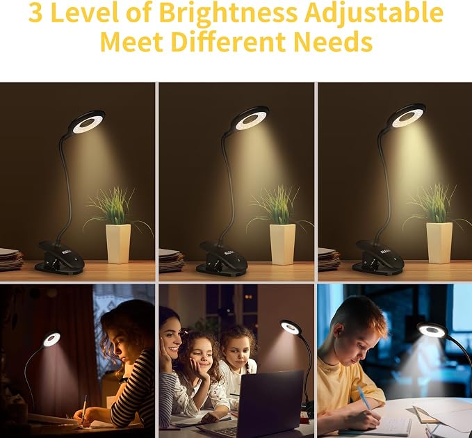 KLEAH Clip on Light for Bed & Desk, Reading in Bed, Battery Operated - Image 2