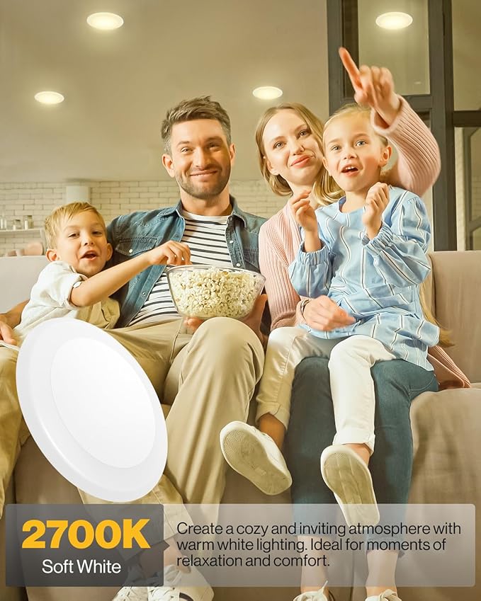 Sunco 96 Pack LED Disc Lights Ceiling 6 Inch, Flush Mount Disk Light, Recessed Can Lighting, 1050 LM, 15W (75W Equivalent), 2700K Soft White, Dimmable, Damp Rated ETL.