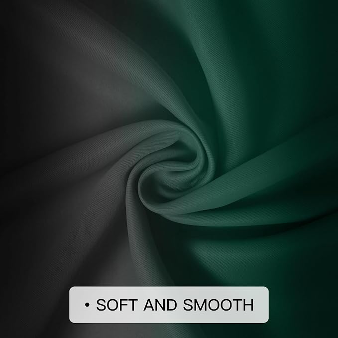 COSVIYA Grommet Ombre Dark Green and Black Curtains W52 x L84 Inch | Gradient - Image 6