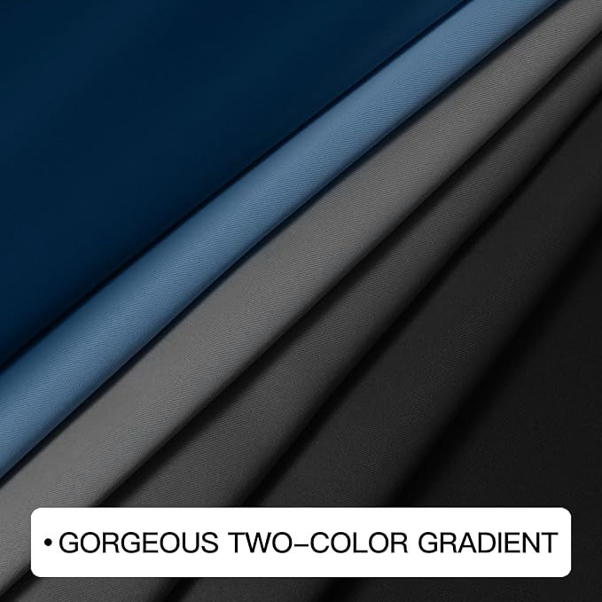 COSVIYA Gradient Grommet Ombre Dark Blue and Black Curtains W52 x L84 Inch | - Image 6