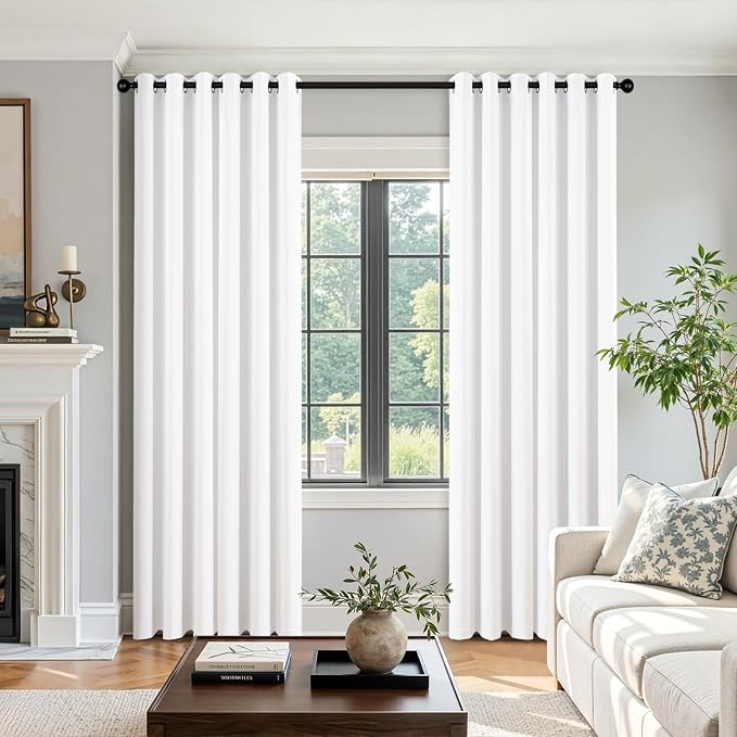 Pure White Blackout Curtains for Bedroom Living Room W40 x L84 Inch | 84 Inch - Image 5