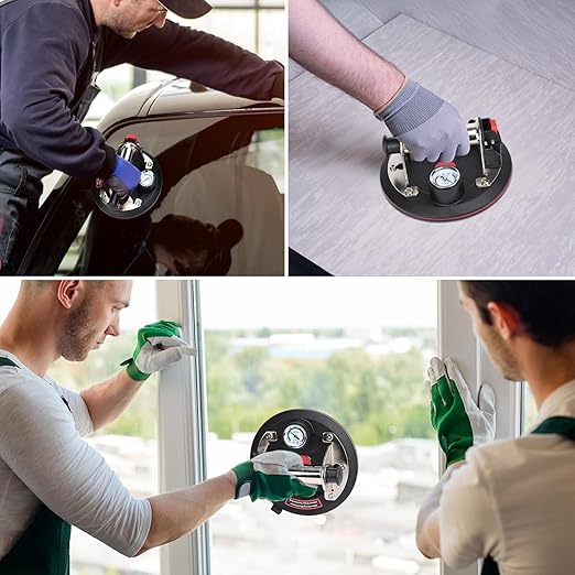 ZANSONG02 Heavy Duty Vacuum Suction Cup Lifter for Glass, Air Conditioner, Washing Machine, Refrigerator with Pressure Gauge(ZANSONG-2-2)