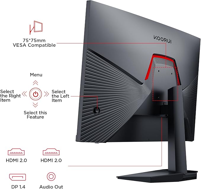 KOORUI 27 Inch Gaming Monitor 200Hz FHD (1920x1080) HDR400, 1ms Fast IPS, 90% DCI-P3, Adaptive-Sync, HDMI 2.0, DP 1.4, VESA Mount, Tilt Adjustable, G2711P