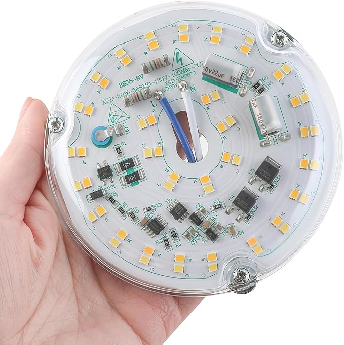 HAOLEDI 4'' 20W LED Ceiling Fan Light Retrofit Kit, Ceiling Light Replacement, LED Flush Mount Ceiling Light, 2400LM, 3CCT 3000K 4500K 5000K,120V, ETL Listed Dimmable CRI90 (3CCT)