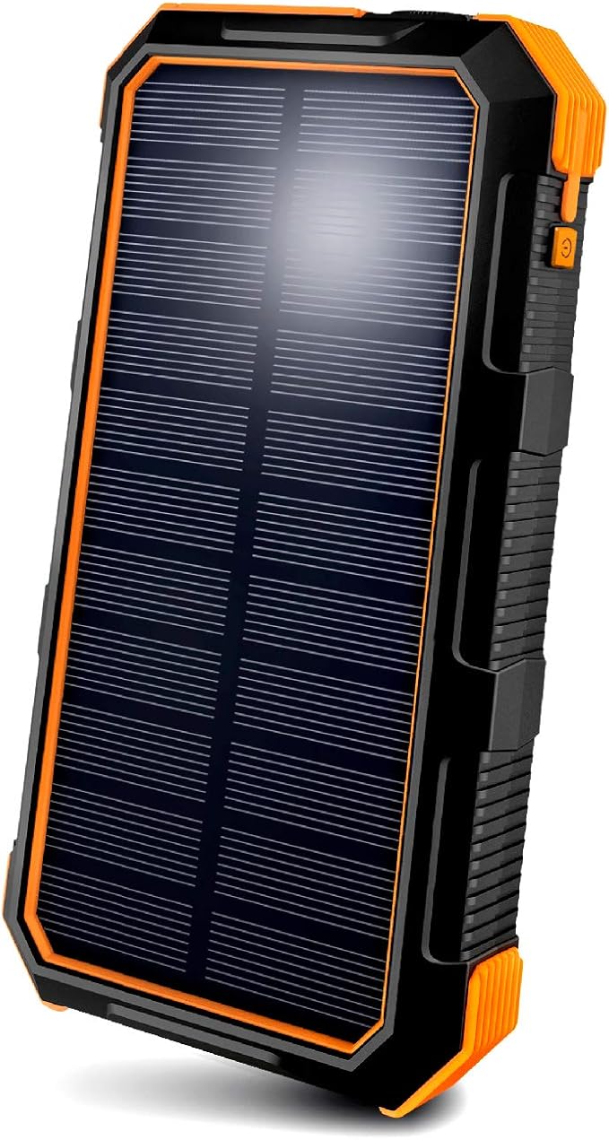 ToughTested Solar Power Bank 24000mAh, Fast Charging Portable Charger External Battery Pack with LED Flashlight, IP67 Waterproof Dustproof Shockproof for Camping, Travel & Emergency Use