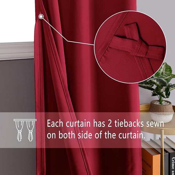DWCN Red Blackout Curtains - Image 3