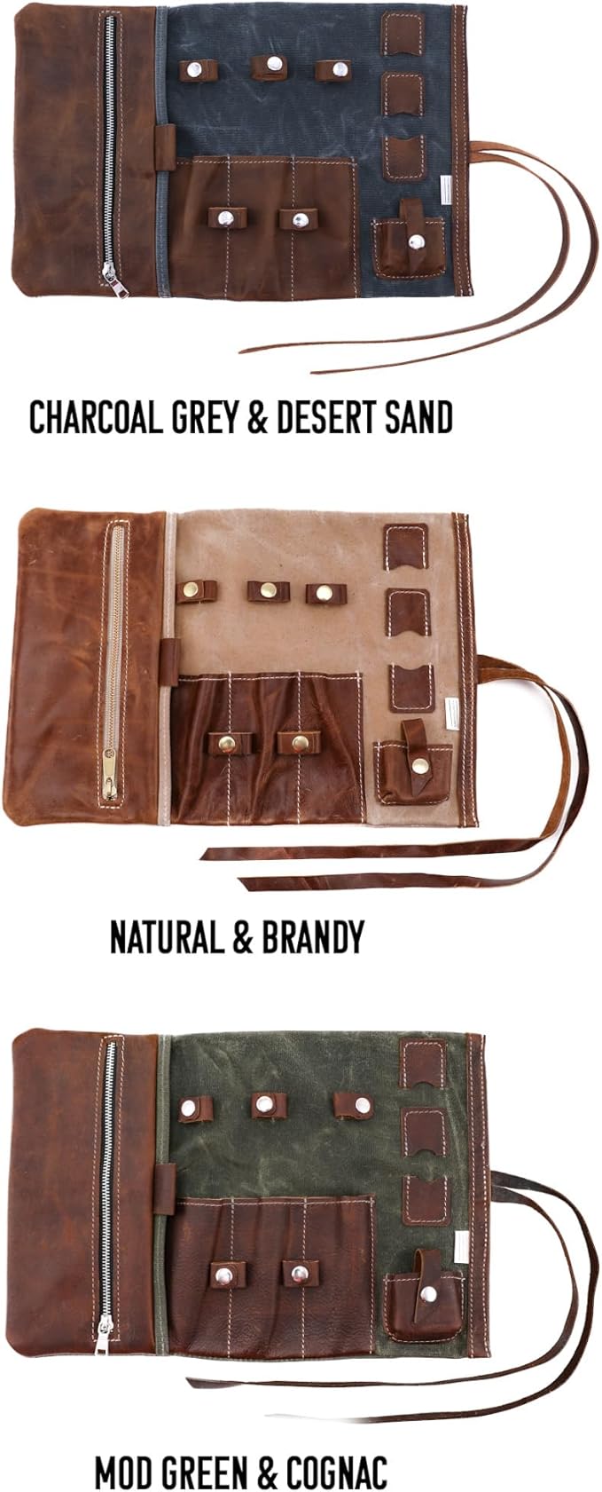 Tech Roll Organizer, Travel Tech Organizer, Cord Organizer, Jewelry Case (Natural - Brandy)