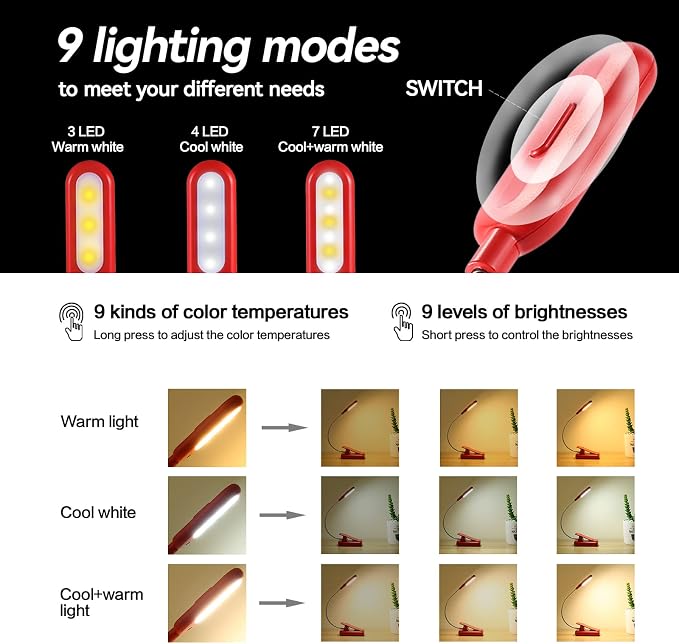 VAVOFO Rechargeable Book Light for Reading in Bed Kids, 7 LED Reading Light - Image 3
