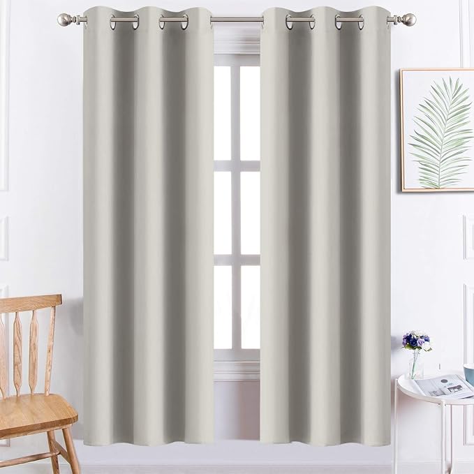Yakamok Blackout Curtains 38x72 inch Light Beige Thermal Drapes-Bedroom | 2 by Yakamok