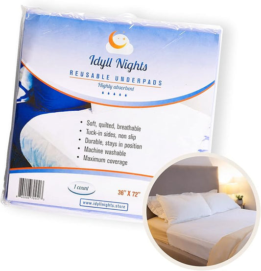 Washable Incontinence Bed Pad 36x72 – Soft, Absorbent & Waterproof Mattress Protector with Tuck-in Sides – Large King Size Reusable Pads for Kids, Adults, Seniors & Pets