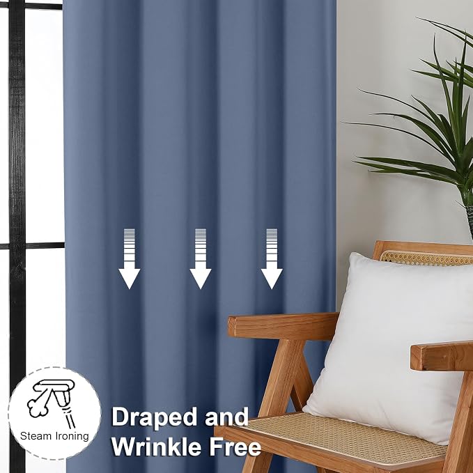 Simplebrand Ava Denim Short 24 Inches Blackout Curtain 2 Panels Set, Half - Image 7