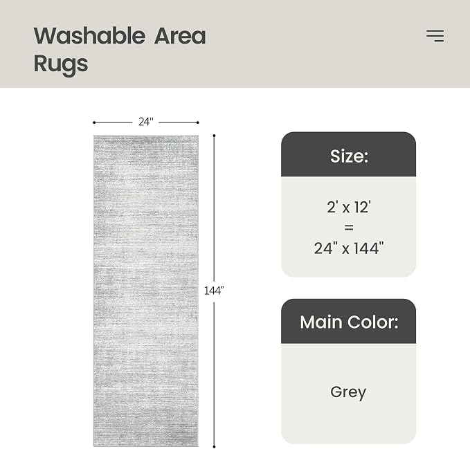 2x12 Runner Rug Non Slip, Washable Rug Runners - Image 2