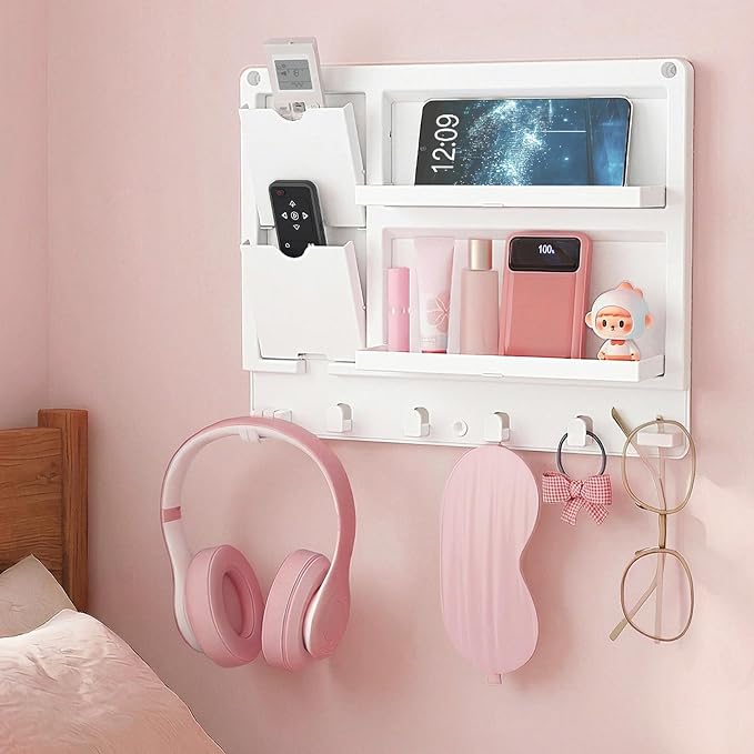 Lifewit Plastic Bedside Wall Shelf, Adhesive Floating Shelves Dorm Decor | by Lifewit