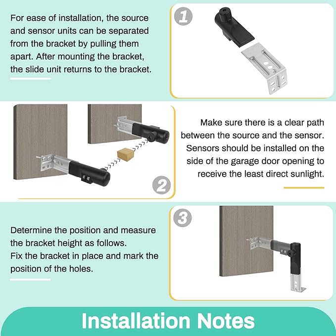 for Genie Garage Door Sensor, Replacement for Genie/Overhead Garage Door Sensor, Compatible with Genie/Overhead Garage Door Opener Made After 1993, Item Includes Two Sensors (Receiving&Sending)