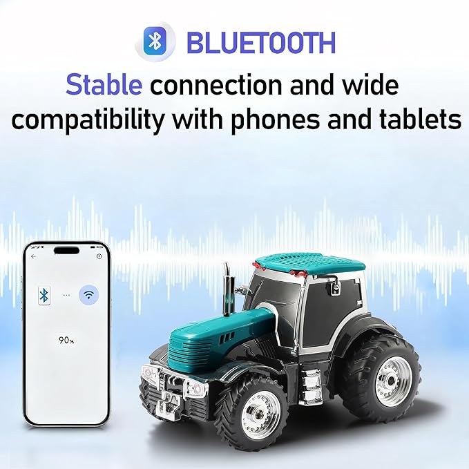 Tractor Head Bluetooth Speaker – unique Bluetooth car speaker with HD stereo, TWS pairing, LED party lights, portable wireless outdoor speaker, car model decoration, and a great gift for men(Green)