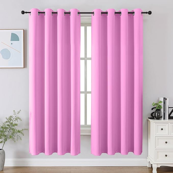 CUCRAF Blackout Curtains 63 inch Length 2 Panels Set, Room Darkening Drapes by CUCRAF