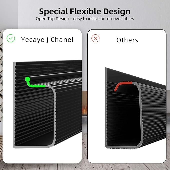 YECAYE 157in Cable Management Cord Organizer, Easy Install Self-Adhesive Cord - Image 7