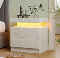 Modern White LED Nightstand for Bedroom Bedside Table by Unknown