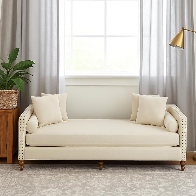 75.2" Oversized Chaise Lounge, Chenille End of Bed Bench by Aortzio