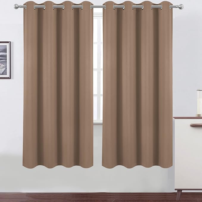 100% Blackout Curtains 52 x 72 Inch/Cappuccino Curtains 2 Panels - Image 2