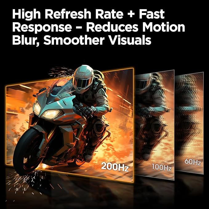 KOORUI 27 Inch 1440p Gaming Monitor 200Hz, 1ms, Fast IPS Screen, HDR400, 95% DCI-P3 Color Gamut, Height/Pivot/Tilt Adjustability, Adaptive Sync Technology, HDMI & DP Ports, 2K Monitor, Black, G2722P