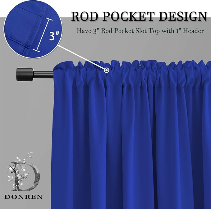 2 Panels Royal Blue Blackout Curtain Panels - Image 5