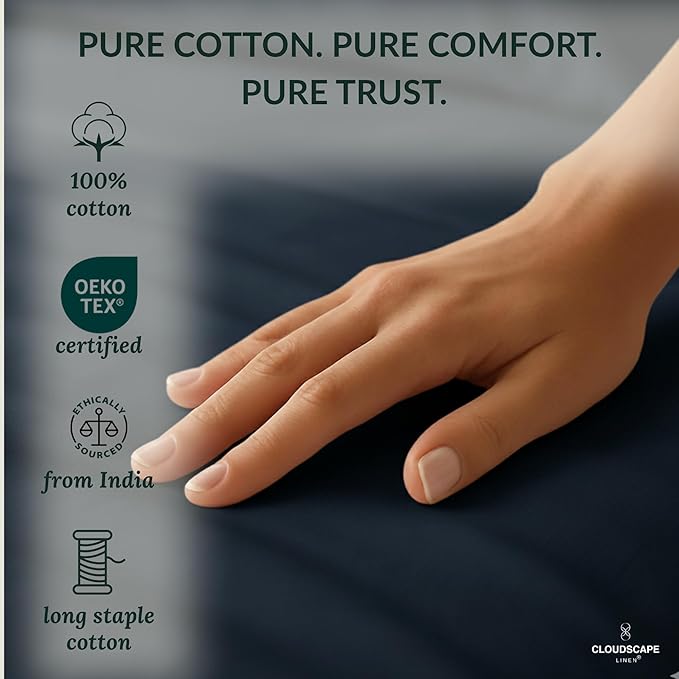 Cloud Scape Linen 100% Egyptian Cotton King Sheets Set – 400 Thread Count, 4-Piece Soft Hotel Quality Bedding Set,Deep Pockets up to 16”, Dark Denim