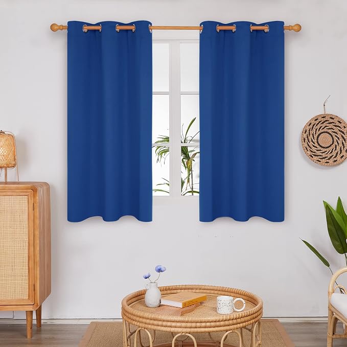 Deconovo Blackout Curtains for Bedroom and Living Room 45 Inches Long | Black - Image 2