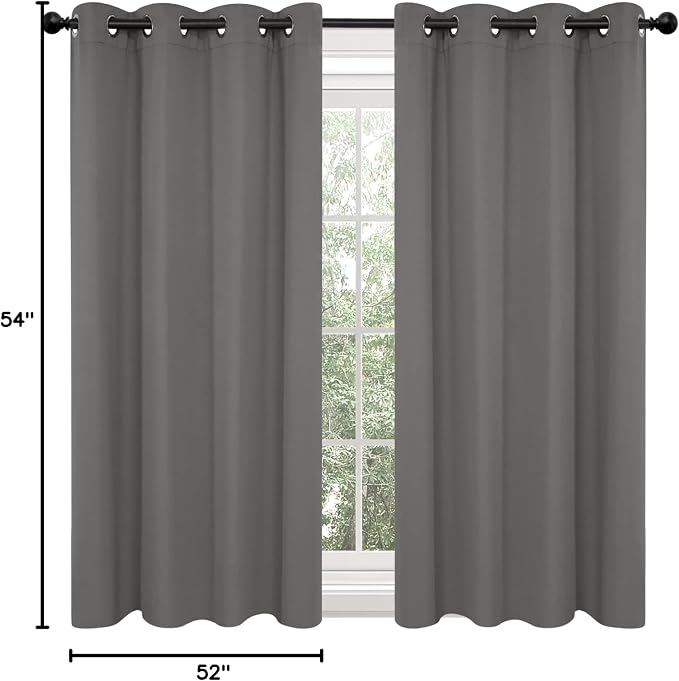 Deconovo Blackout Curtains for Bedroom and Living Room 54 Inches Long | Black - Image 10