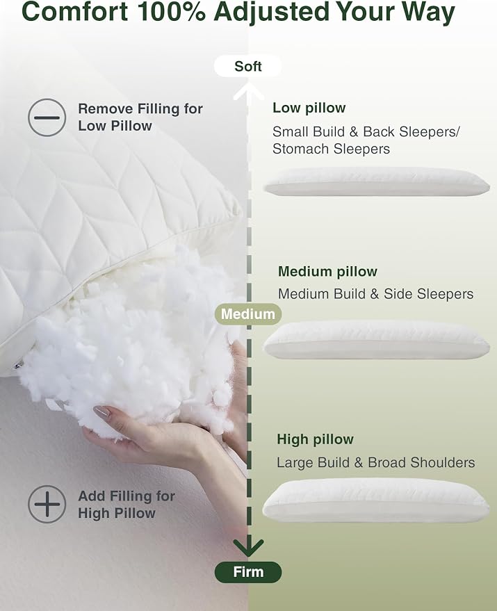 ZonLi Long Body Pillows for Adults, Memory Foam Body Pillow Adjustable - Image 2