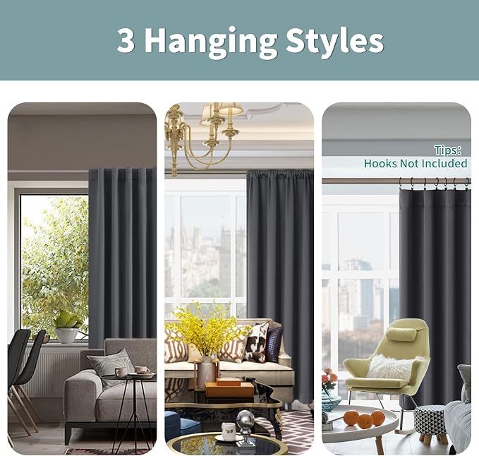 BGment 100% Room Darkening Thermal Insulated Blackout Curtains 54 Inches Long - Image 3
