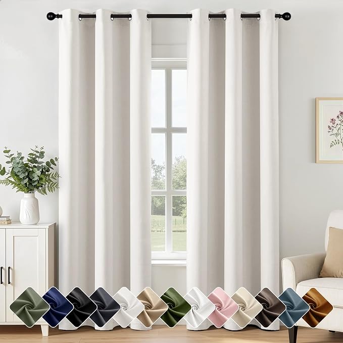 Ivory Blackout Curtains for Bedroom Living Room W40 x L84 Inch | 84 Inch Long by Woaboy