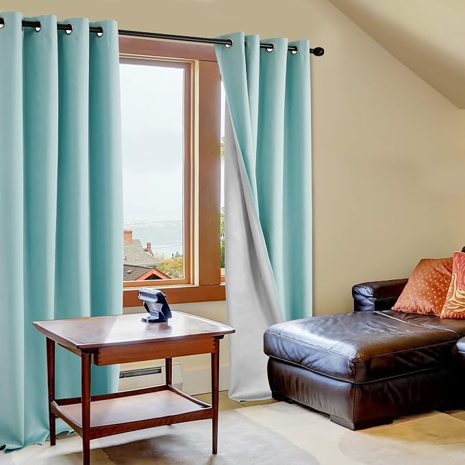 Deconovo Sky Blue Blackout Curtains - Image 2