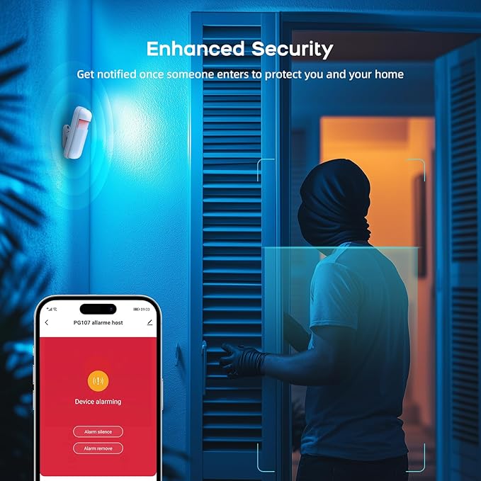 LWOHSI Wireless Home Alarm System with Touch Screen,Smart Home Security System,DIY Door/Window Alarms,Motion Detector,4G Phone Call/SMS/App Instant Alerts,Work with Alexa For House and The Kids Safety