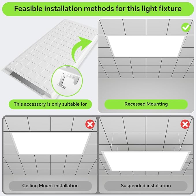 SLAclite 6 Pack 2x4 LED Flat Panel Light 50/40/35/30/25W 6500lm Adjustable, 0-10V Dimmable LED Flush Mount Ceiling Light Fixtures, 2.7K/3K/3.5K/4K/5K Selectable for Office Kitchen Garage - ETL Listed