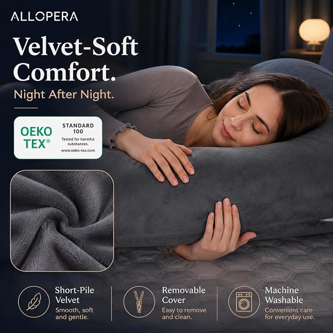 ALLOPERA Pregnancy Pillows for Sleeping, 57-Inch U-Shaped Full Body Maternity - Image 3