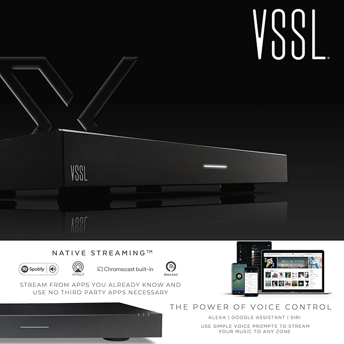 VSSL A.3X 6-Channel, 3 Zone, Audio Streaming Amplifier, Compatible with AirPlay 2, Chromecast, Amazon Alexa, Spotify Connect, Bluetooth| 6 Channel Whole Home Audio Amp | Multiroom Audio Controller