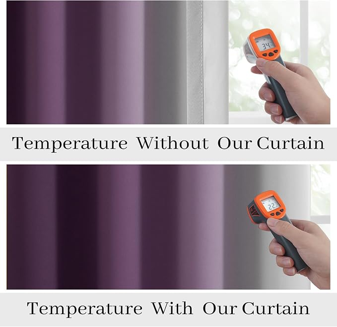 COSVIYA 100% Blackout Purple Ombre Curtains - Image 5