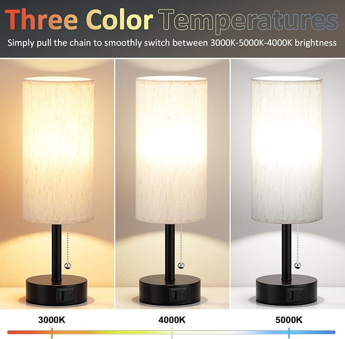Cream Bedside Table Lamps Set of 2 - Image 3