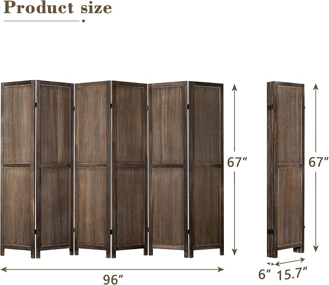WelFurGeer 6 Panel Room Divider Screen - Image 6