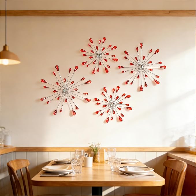ZEXUIRU 4 Set Silver Starburst Wall Art - Image 2